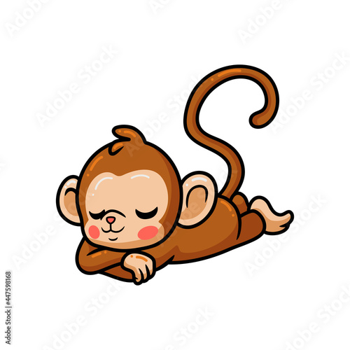 Cute baby monkey cartoon sleeping