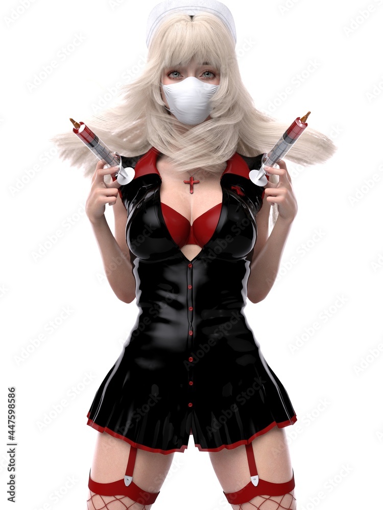 3D rendering illustration nurse uniform girl 3D rendering illustration nurse uniform girl