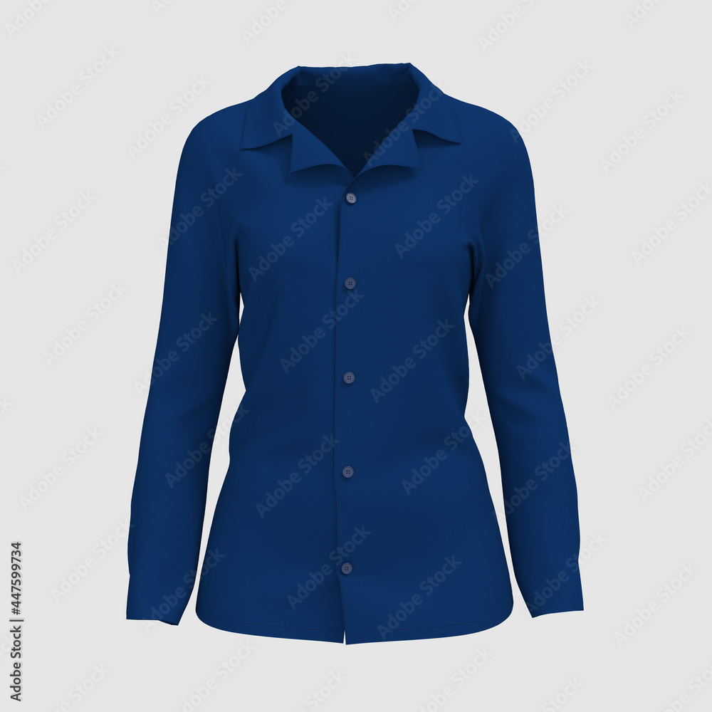 Long-sleeve camp shirt mockup. 3d rendering, 3d illustration Long-sleeve camp shirt mockup. 3d rendering, 3d illustration
