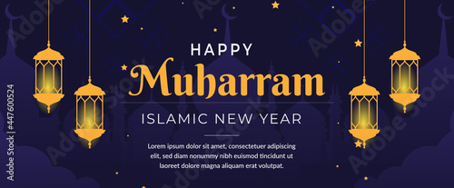 happy muharram islamic new years greeting card