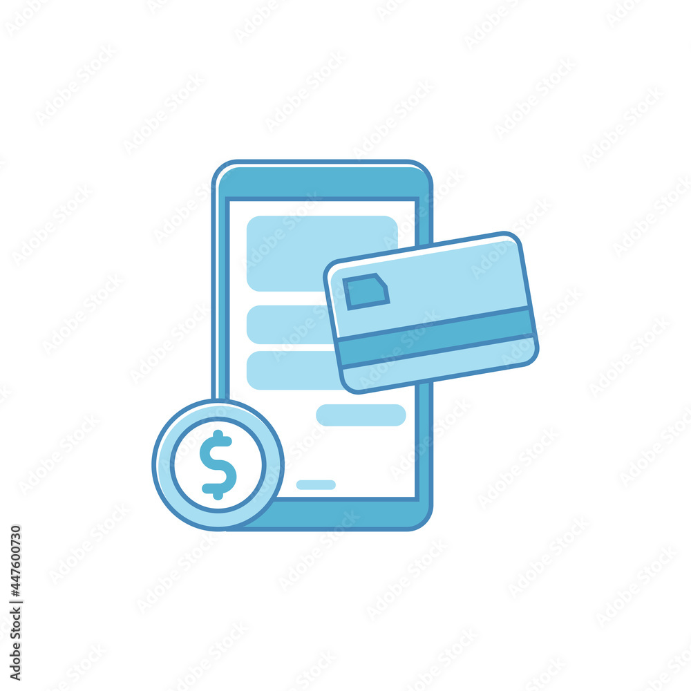 Mobile payment concept vector with blue and white color suitable for illustration or icon Mobile payment concept vector with blue and white color suitable for illustration or icon