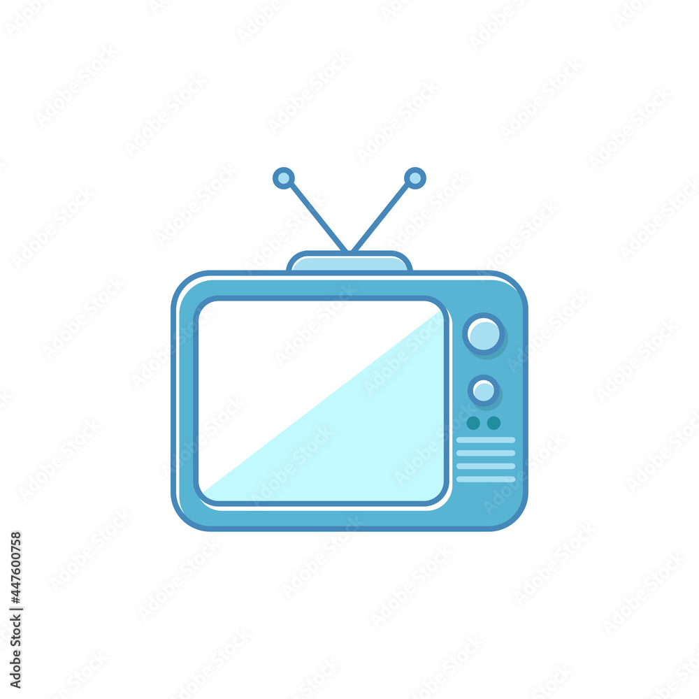 Simple old tv vector with blue and white color suitable for icon or illustration Simple old tv vector with blue and white color suitable for icon or illustration