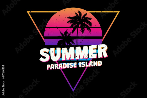T-shirt summer paradise island sunset retro vintage style