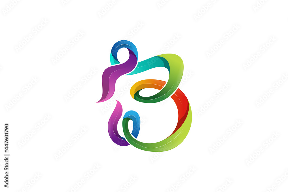 Colorful Letter B Gradient 3d Logo Vector, Multi Colour Letter Icon ...