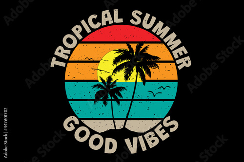 T-shirt tropical summer vibes sunset retro vintage style