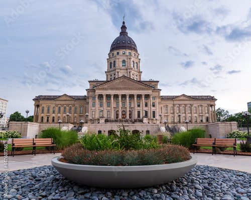Kansas Capital with flower pot photo