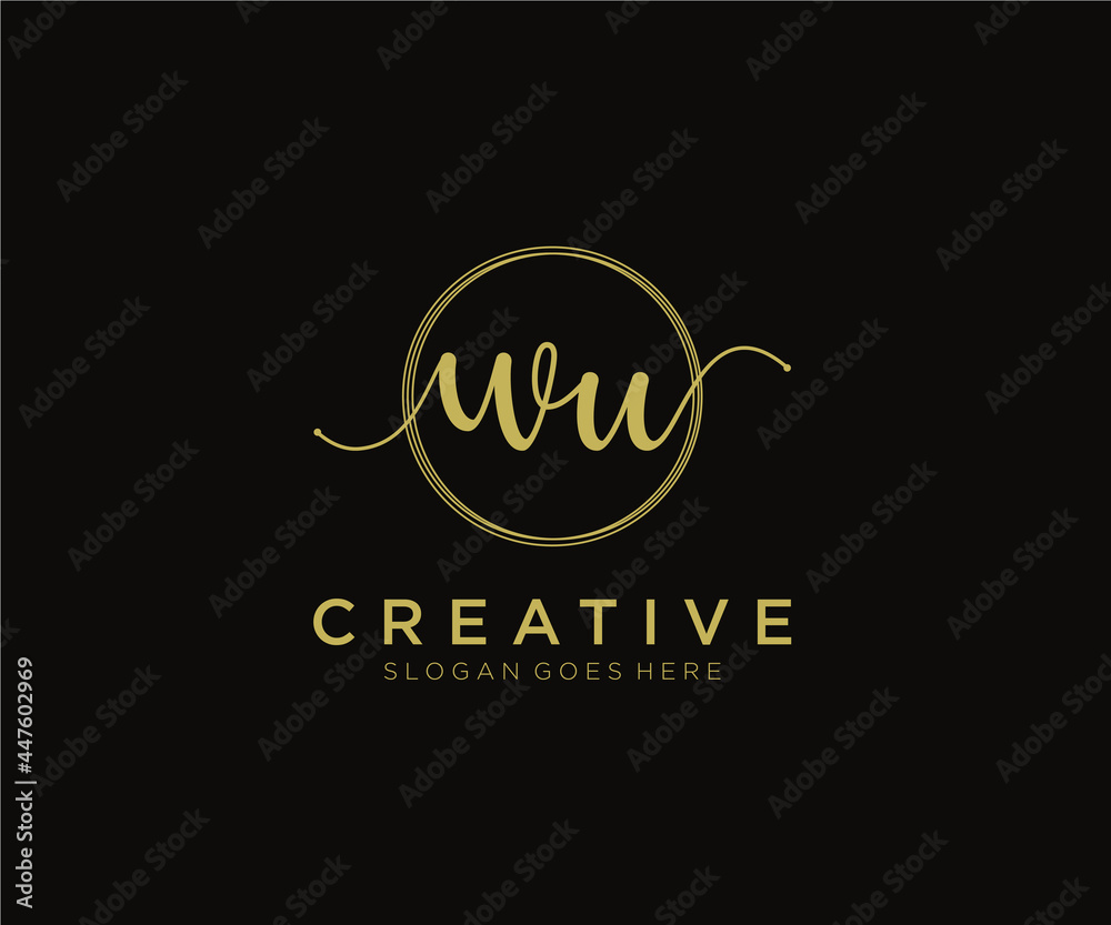 initial WU Feminine logo beauty monogram and elegant logo design ...