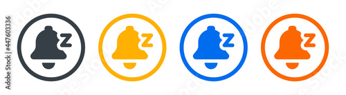 Notification off, silent bell, mute icon set.