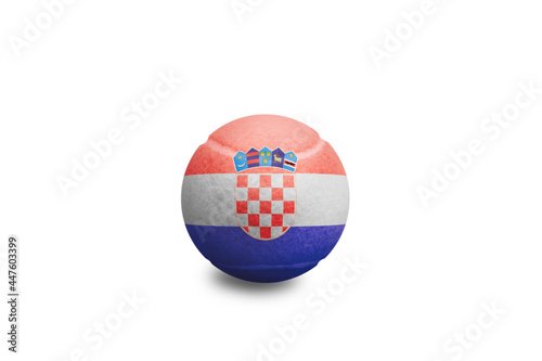 Tennis ball with the coloured national flag of  Croatia on the white background	
