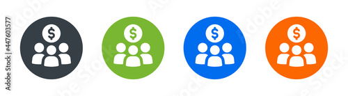Business team, group investment icon vector on circle design.