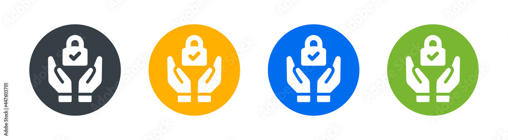 Hand support with padlock icon. Symbol of data protection and security. Vector illustration Hand support with padlock icon. Symbol of data protection and security. Vector illustration