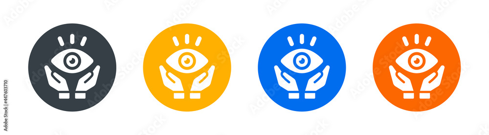Eye with hand support icon vector. Symbol of observation, vision and inspection. Eye with hand support icon vector. Symbol of observation, vision and inspection.
