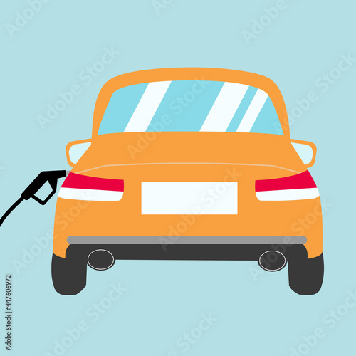 Fueling car in flat design. Car petrol. concept vector illustration.
