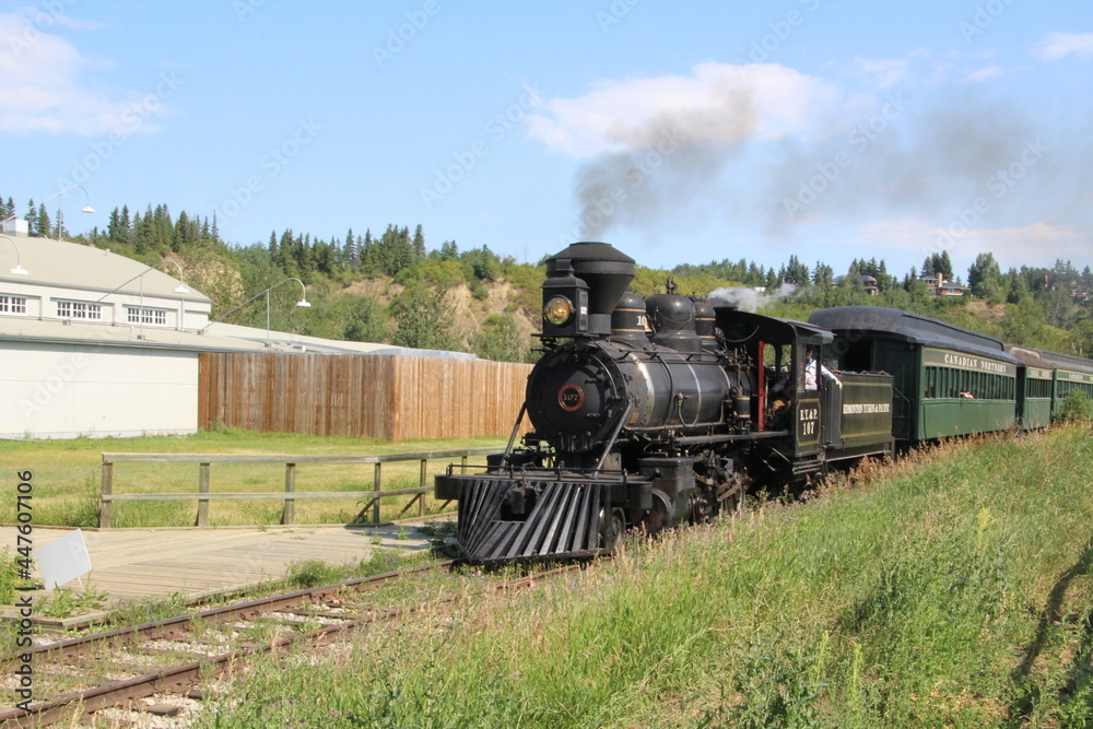 Fototapeta premium Rolling Down The Tracks, Fort Edmonton Park, Edmonton, Alberta