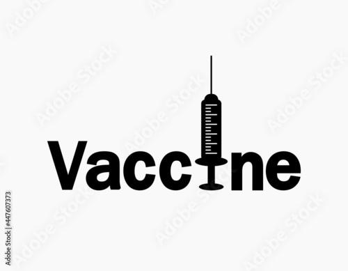 Syringe and vaccine with black. Suitable design illustration for vaccine campaign, banner, poster, hospital, clinic, and company.