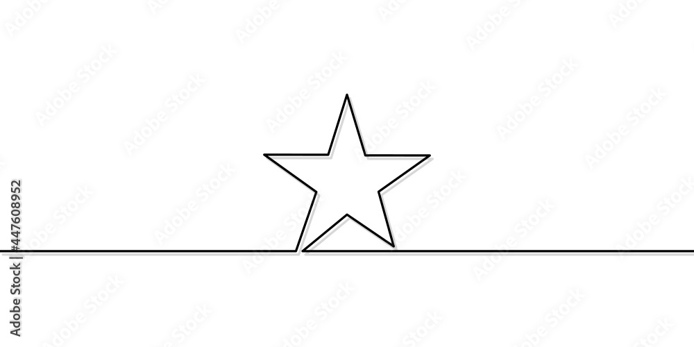 Continuous line drawing of star isolate on white background. Continuous line drawing of star isolate on white background.