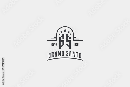 Logo letter G and S monogram icon, retro style initial GS