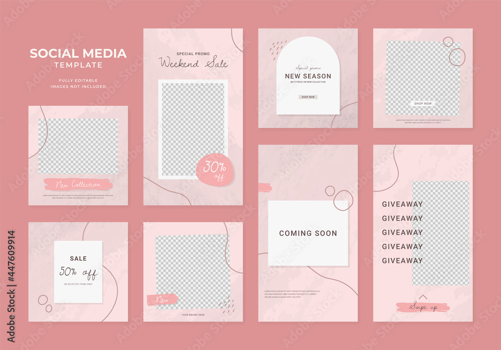 social media template blog fashion sale promotion. fully editable instagram and facebook square post frame organic sale poster. red pink white ad banner vector background