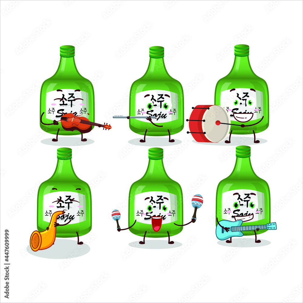 Cartoon character of soju playing some musical instruments. Vector illustration Cartoon character of soju playing some musical instruments. Vector illustration