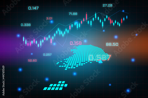Stock market background or forex trading business graph chart for financial investment concept of South Korea map. business idea and technology innovation design.