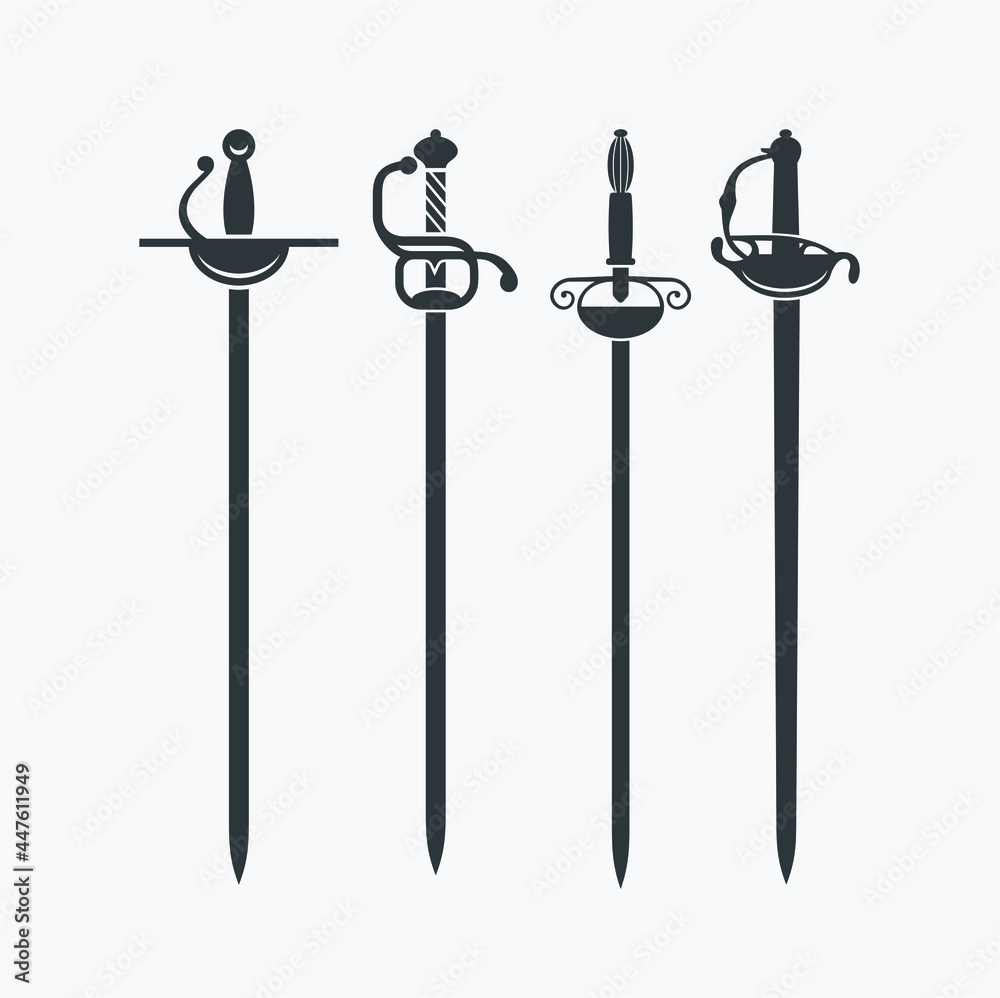 renaissance era sword collection, vector art. renaissance era sword collection, vector art.