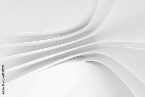 Abstract white Architecture Background. 3d render. Modern Geometric Wallpaper. Futuristic Technology Design