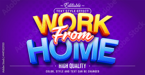 Editable text style effect - Work From Home text style theme.