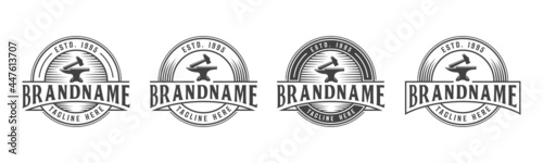 Vector graphic of vintage retro anvil | anvil label stamp logo design