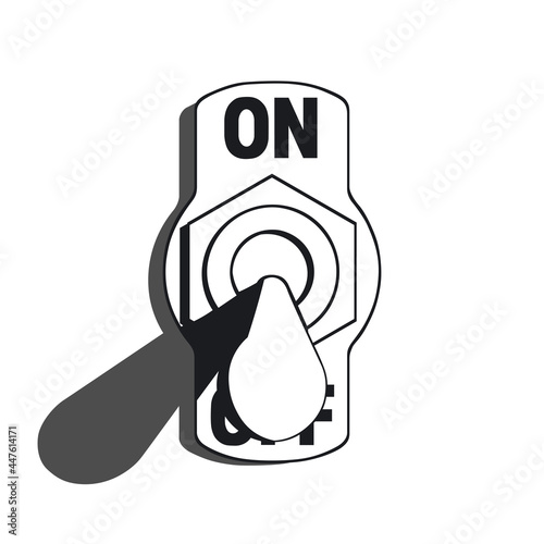 Toggle switch turned off. High contrast black and white vector illustration with shadow isolated on white background