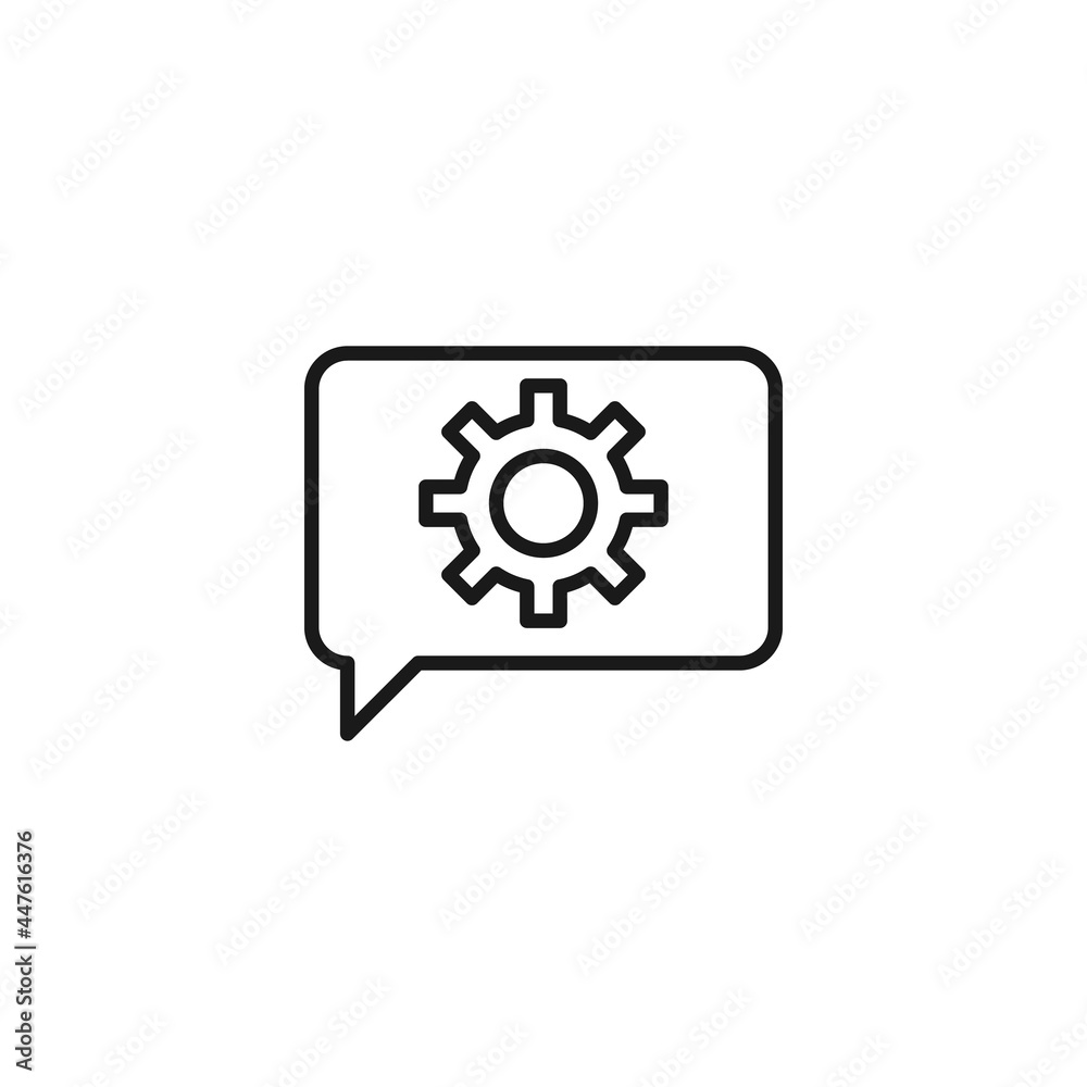 Line icon of gear on rounded rectangle with gear Line icon of gear on rounded rectangle with gear