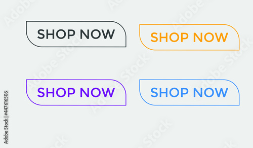 set shop now text web buttons, sign icon label, colorful shape, gradient color