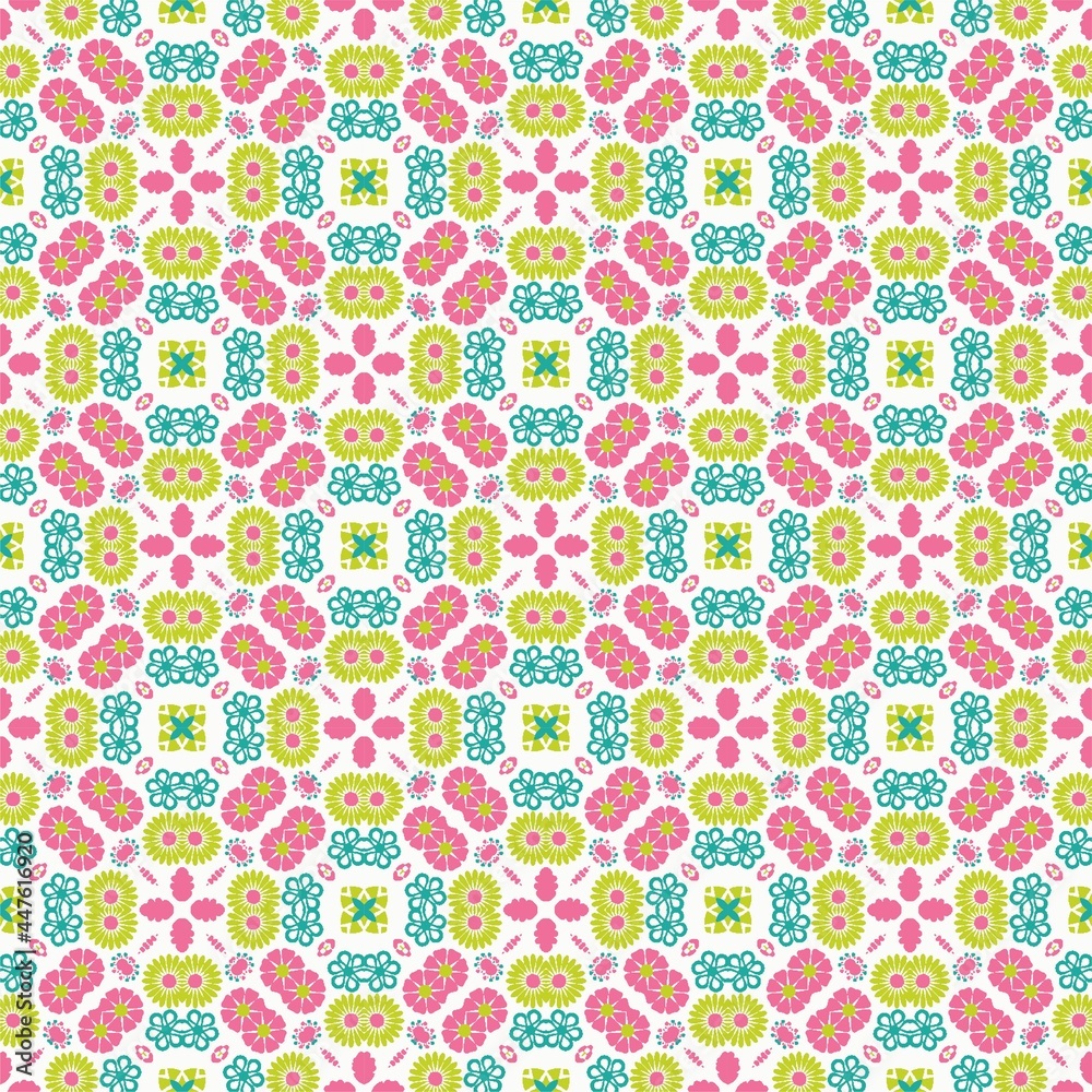 ethnic flower seamless pattern with ornamentEthnic flower seamless pattern with ornament