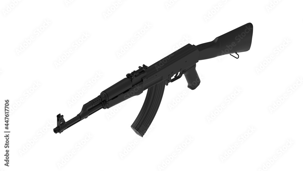 3D rendering of a assault rifle isolated on a white background. 3D model