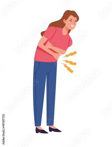 Patient woman with stomachache