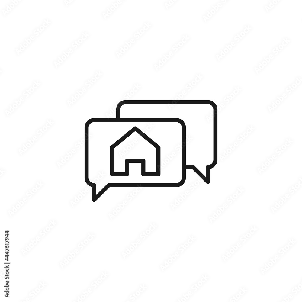 Line icon of house on rounded rectangle Line icon of house on rounded rectangle
