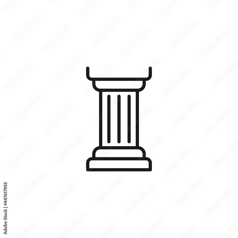 Line icon of column with pedistal and cornise Line icon of column with pedistal and cornise