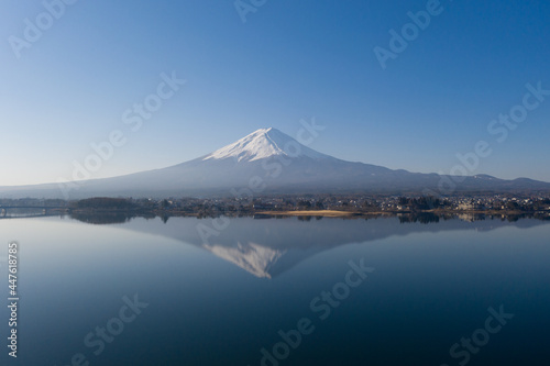 富士山 河口湖 逆さ富士 反映 富士五湖 