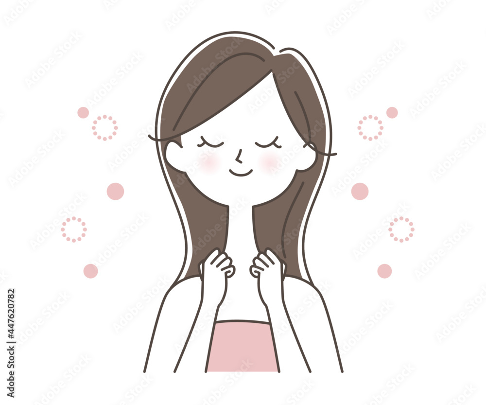 リンパマッサージをする若い女性 リンパマッサージをする若い女性