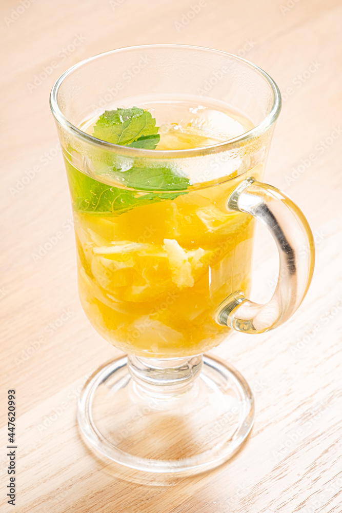 Traditional green tea or iced tea with lemon juice Traditional green tea or iced tea with lemon juice