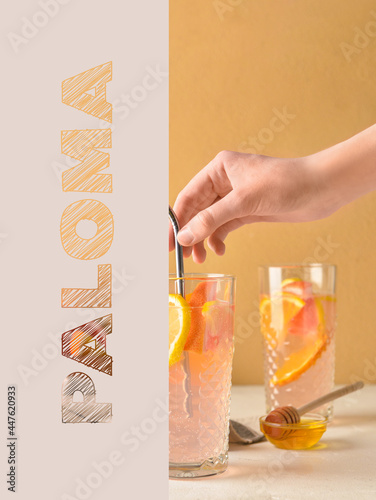 Female hand with glass of t...