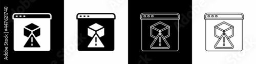 Set 3D printer icon isolated on black and white background. 3d printing. Vector