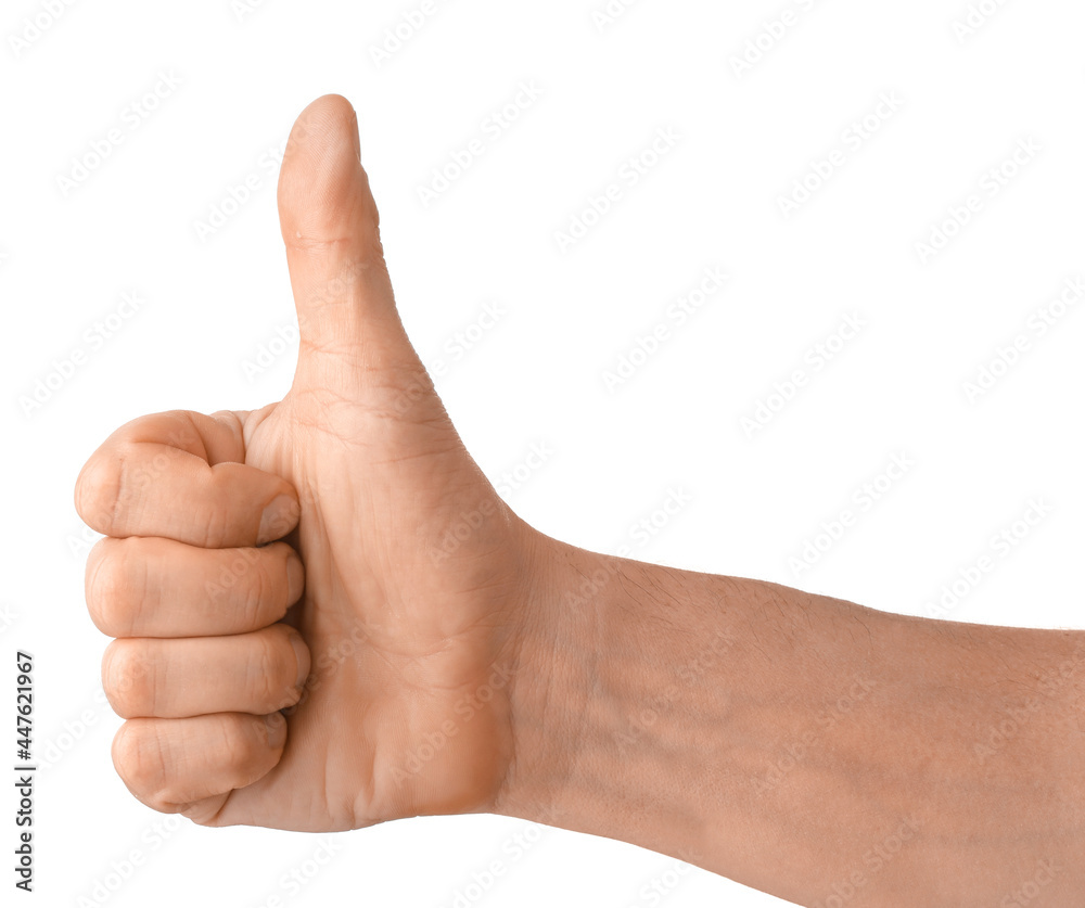 Man showing thumb-up on white background Man showing thumb-up on white background