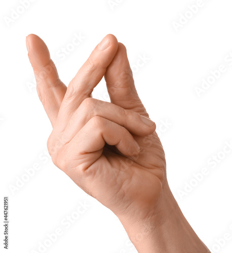 Canvas Print Man snapping fingers on white background