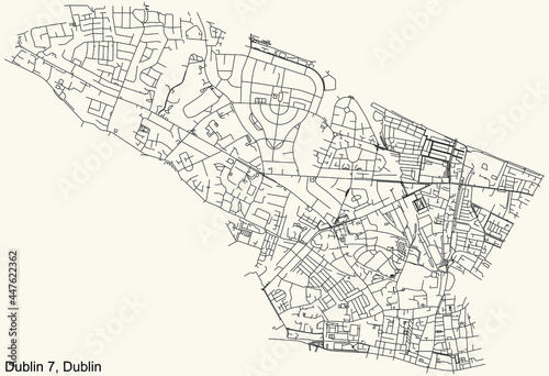 Photography Black simple detailed street roads map on vintage beige background of the quarte