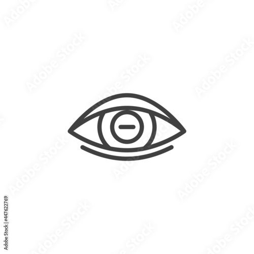 Myopia eye lens line icon