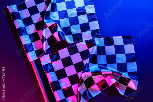 Racing flags on dark color background