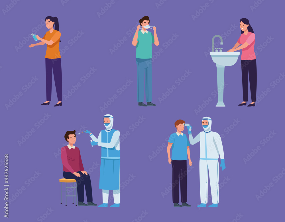 Doctors in suit and people set Doctors in suit and people set