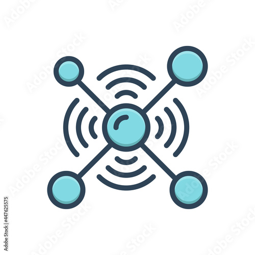 Color illustration icon for network
