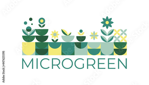 Flat micro green logo symbol for concept design. Vector isolated modern illustration. Organic natural shape.