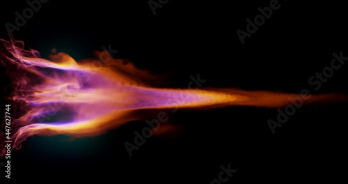 Rocket engine. Space engine. Plasma. Fuel combustion. Plasma escapes from the nozzles of a spaceship. Rocket take off. Engine start. With alpha channel ready for compositing.